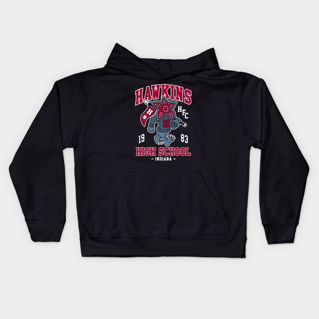 Hawkins High School - Vintage Distressed Creepy Cute College Mascot Kids Hoodie by Nemons